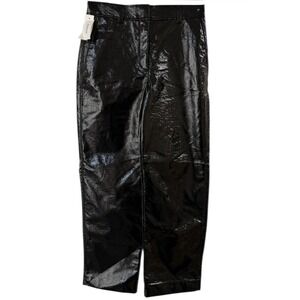 Aritzia Babaton Command Cropped Pant Womens 8 Black Vegan Leather Straight Leg